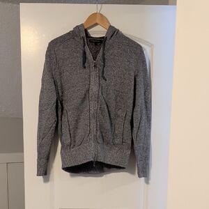 Banana Republic Men's Heathered Gray Zip-Up Sweater